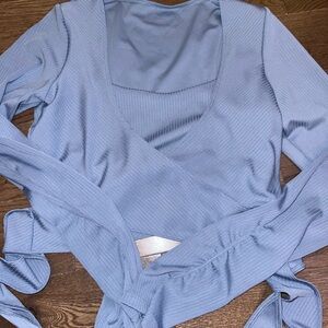Gilly Hicks Light Blue Ribbed Crop Top